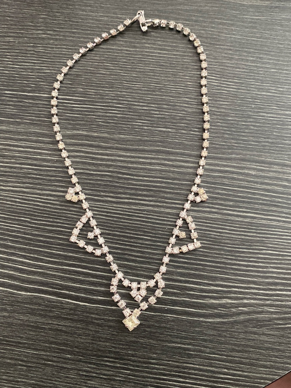 Diamond-Cut  vintage Silver Tennis Necklace with Decorative Accents